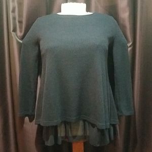 Triple Bow Split Back Ruffled Sweater Black 2X